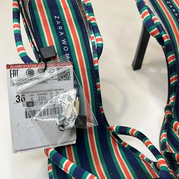 Striped Multicolor Women's Heeled Sandals - Picture 5 of 5